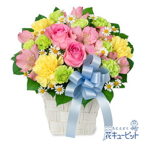 4月の誕生花（アルストロメリア） お祝い 記念日 お礼 誕生日 プレゼント 花キューピットのアルストロメリアの春色アレンジメントya04-512682