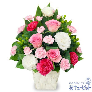 【お正月】花キューピット お正月飾り 2026年 花 新年 賀正 年賀 挨拶 縁起物 玄関 巳年 迎春 ピンクバラとカーネーションのアレンジメントpp00-525148