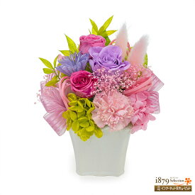 【日付指定可】母の日プリザーブドフラワー 2024年 飾り花 誕生日 お祝い 花キューピットのピンクパープルのプリザーブドフラワーアレンジメントmt30-723028
