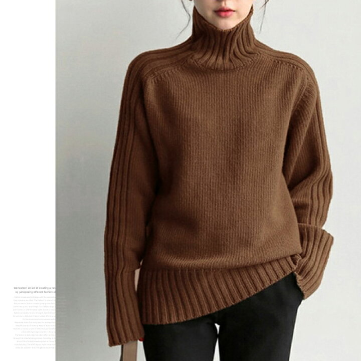 楽天市場】タートルネック ニット セーター リブ 切り替え レディース  