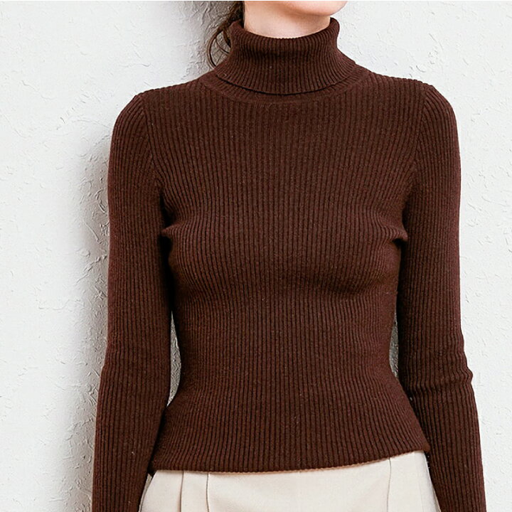 楽天市場】タートルネック セーター リブ 切り替え レディース S M L 8  