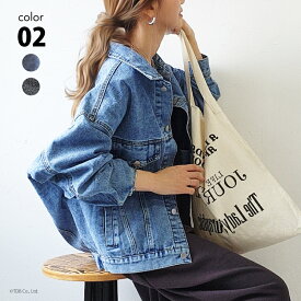 【一部予約】デニムジャケット ボリューム袖 ミドル丈 大人女子 レディース アウター 長袖 Gジャン [ブルゾン デニムシャツ オーバーサイズ トップス ジャケット ジージャン ゆったり 体型カバー カジュアル ルーズ ライトアウター 綿混 羽織り 春夏 秋冬]