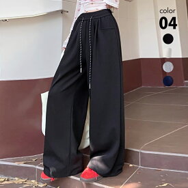 ワイドパンツ スウェットパンツ レディース ストレッチ 無地 ブラック ホワイト ネイビー グレー [ストレートパンツ ジョガーパンツ ロングパンツ ゆったり 美脚 選べる丈 ウエストゴム カジュアル きれいめ 部屋着 リラックスパンツ 春 夏 秋]