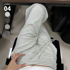 イージーパンツ ワイドパンツ レディース ボーダー ストレッチ ホワイト ブラック グレー [ジョガーパンツ ロングパンツ カジュアル ゆったり 美脚 選べる丈 ウエストゴム 部屋着 ルームウェア ボトムス リラックスパンツ 春 夏 秋]