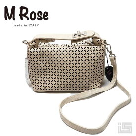 【new】 M Rose エンメローズ MR611 Ivory アイボリー2way 透かし レザーバッグ スクエア ミニショルダーバッグ ハンドバッグ 斜めがけ 華奢ストラップ イタリア製 【正規品】 バッグ