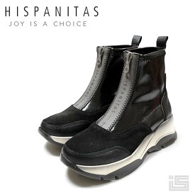 ◆ HISPANITAS ヒスパニタスHI22202 Black ブラックセンタージップ ストレッチ素材 ショートブーツレディース レディースシューズ スペインブランド【22fw】