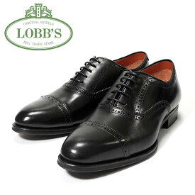 ■ LOBB’S ロブス 2502 BLACK内羽根ストレート パンドキャップ短靴 革靴 レザーソール ビジネス イタリア製 メンズ 黒 冠婚葬祭