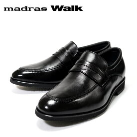 ■ madras Walk マドラスウォーク8004 BLACK ローファー GORE-TEX 防水 短靴 革靴 ラバーソール ビジネス メンズ 黒 レインシューズ 軽量