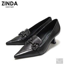 [返品不可] ZINDA ジンダ 2403 Black ポインテッドトゥ パンプス ビット付き 5.5cm ミドルヒール キレイめ ラグジュアリー ドレッシー 正規品 スペイン製