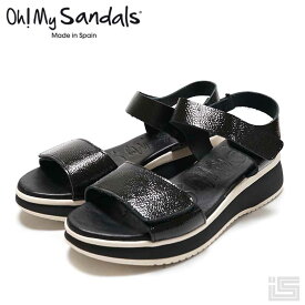 【new】Oh! My Sandals オーマイサンダルズ5411 Black/E ブラックエナメルアンクルストラップサンダル スペイン 24ss【正規取扱店】【インポート】