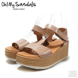 【new】Oh! My Sandals オーマイサンダルズ5446 Beige/E ベージュエナメルシームレスアンクルストラップサンダル スペイン 24ss【正規取扱店】【インポート】