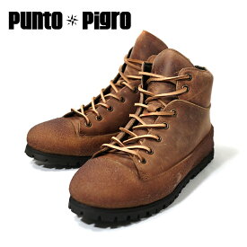 ◆ PUNTO PIGRO プントピグロ CR24 BROWNレースアップブーツ レディースシューズプルアップレザー