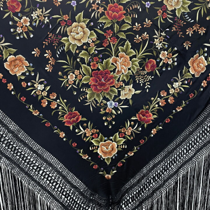 楽天市場】BF-24993 刺繍入りマントン/ブラック×多色【フラメンコ用品 