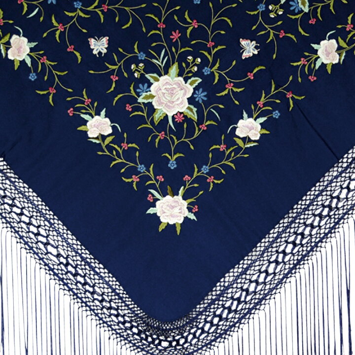 楽天市場】P8084 刺繍入りマントン ネイビー×アイボリー多色 