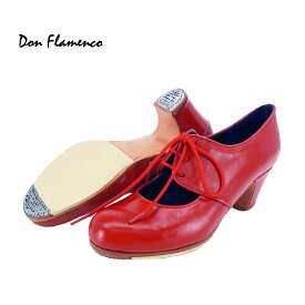 【現品】〈ドン・フラメンコ〉セミプロ・マラゲーニャ/ レッド革【普通幅（B)】【靴】【フラメンコシューズ】サパトス　zapatos
