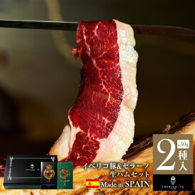 【高級原木職人手切り削り出し】 イベリコ豚 生ハム 高級 食べ比べ 2種セット 4年熟成 セラーノ お取り寄せグルメ おしゃれ ギフト 珍味 内祝 お祝い プレゼント 男性 誕生日 40代 50代 食品 食べ物 退職 出産 歳暮 送料無料 冷蔵 イベリコ屋