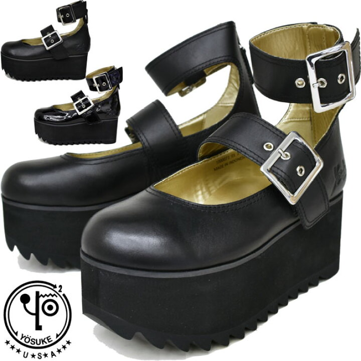 楽天市場 ヨースケ Yosuke 厚底パンプス ストラップ 本革 レザー レディース ブラック 22 5cm 24 5cm セール 靴の専門店アイビー