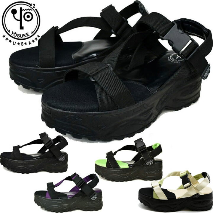 楽天市場 ヨースケ Yosuke 厚底サンダル 厚底 ソール デザイン スポーツサンダル スポサン メンズ 靴の専門店アイビー