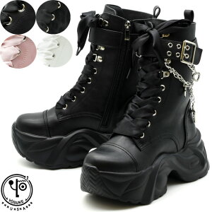 ヨースケ YOSUKE レースアップブーツ 厚底ブーツ スニーカーブーツ ショートブーツ レディース 全4色 黒 白 4450084