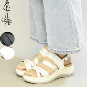 【クーポン対象品】 あしながおじさん ストラップサンダル レザーサンダル スポサン 本革 レザー レディース 全3色 S-LL 黒 白 2410193