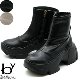 【クーポン対象品】 by あしながおじさん 厚底ブーツ ショートブーツ ブラックコーデ レディース ブラック グレー 黒 S-LL 8710613