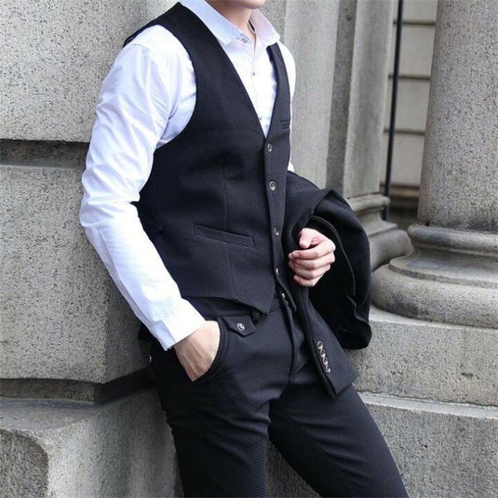 楽天市場 10 ｵﾌ Lineｸｰﾎﾟﾝ 現品限りsale 翌日発送 黒スーツ 3ピース スリーピース スーツ スリムスーツ セットアップ メンズ カジュアルスーツ ビジネススーツ リクルートスーツ スリーピース卒業式 通勤 結婚式 二次会 おしゃれスーツ オシャレ おしゃれ