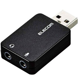 エレコム USBオーディオ変換アダプタ φ3.5mm USB to ステレオミニジャック 3極 4極 対応 ノイズ解消 直挿しタイプ ブラック USB-AADC01BK