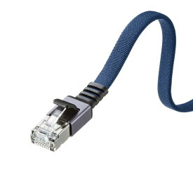 サンワサプライ(Sanwa Supply) LANケーブル CAT6A メッシュフラット メタルコネクタ 10Gbps/500MHz ギガビット イーサネットケーブル ツメ折れ防止 RJ45コネクタ (1m) ブルー KB-FL6AME-01BL