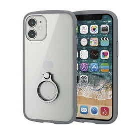 エレコム iPhone 12 mini ケース ハイブリッド 耐衝撃 TOUGHSLIM LITE フレームカラー リング付 グレー PM-A20ATSLFCRGY