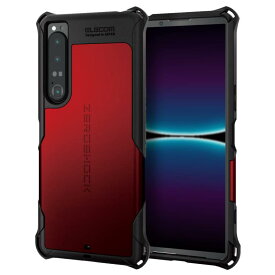 エレコム Xperia 1 IV (SO-51C / SOG06) ケース カバー ハイブリッド ZEROSHOCK 衝撃吸収 耐衝撃 ストラップホール付 レッド PM-X221ZERORD