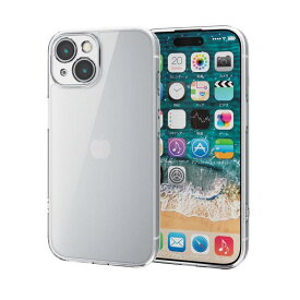 エレコム iPhone15 ケース カメラ保護 耐衝撃 衝撃吸収 ハイブリッド素材 四つ角エアークッション ストラップホール付き [カメラ・スピーカー周りを極限まで保護] クリア PM-A23AHVCKKCR