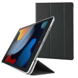 エレコム iPad 10.2 第9/8/7世代 (2021/2020/2019年) ケース オートスリープ対応 2アングル ソフトレザー 背面クリア ブラック TB-A19RWVBK