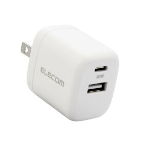 エレコム USB-C 充電器 USB PD対応 30W 2ポート (Type-C + USB-A) 小型 軽量 [PD3.0対応/Gan採用/折りたたみ式プラグ] 【iPhone/iPad/Macbook Air/Surface/その他 PD30Wの規格内で充電可能な機器】 ホワイト MPA-ACCP30WH