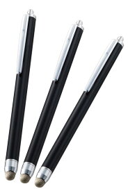 エレコム タッチペン スタイラスペン 3本入り 導電繊維 クリップ付 【 スマホ タブレット iPhone iPad など各種対応】 ブラック PWTPS03BK/3