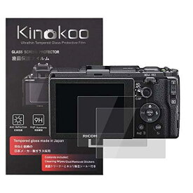 kinokoo 液晶保護フィルム リコー Ricoh デジタルカメラ Ricoh GR III専用 硬度9H 高透過率 耐指紋 気泡無し 強化ガラス 厚さ0.3mm 2枚セット 標識クロス付き(GR3、GR3X専用)