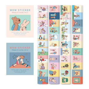 ���m���C�N ���E �X�e�b�J�[ �n�b�s�[�A���h���b�L�[ Ver.1 + Ver.2 Wow Sticker Set - �����_�C�A���[�f�R�A�~�j�X�e�B�b�J�[�A�X�e�b�J�[�Z�b�g