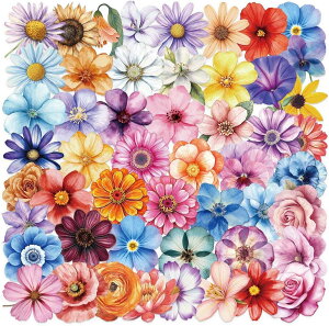 50���ԕ��X�e�b�J�[ PET�����X�e�b�J�[ �J���t���Ȏ��R�f�� �h���f�R���[�V�����f�J�[�� �X�N���b�v�u�b�N DIY �N���t�g �A���o�� ���L�� ���� �X�}�z�P�[�X �m�[�g�p�\�R���Ȃǂ� (��)