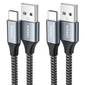 NIMASO USB Type C �P�[�u�� �y2m/2�{�Z�b�g�z�yQC3.0�Ή� 3A�}���[�d�z�^�C�vc �[�d�P�[�u�� iPhone16/15�V���[�Y�AiPad Pro�ASony�AGalaxy�AHuawei ���̑�Android �� USB-C �@��Ή� NCA21L411