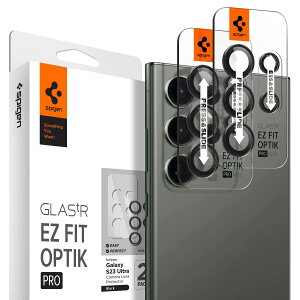 Spigen EZ Fit Optik Pro �J�����t�B���� Galaxy S23 Ultra �p �\��t���L�b�g�t�� �M�����N�V�[ S23 Ultra �Ή� �����Y�ی�t�B���� �u���b�N 2�Z�b�g