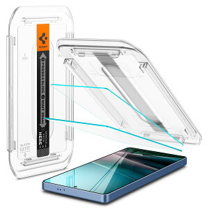 Spigen Galaxy S25 Ultra �����K���X�t�B���� 2���� �w��F�ؑΉ� 9H �d�x �\��t���L�b�g�t�� �w��h�~ �i�m�R�[�e�B���O ��U�h�~ �ی�t�B���� EZ Fit AGL09078 (�N���X�^���E�N���A)