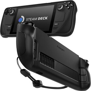 Spigen Steam Deck �P�[�X �X�g���b�v�t�� �J�o�[ TPU �L�Y�h�~ ��ʕی� �ϏՌ� �Ռ��z�� ���M�b�h�E�A�[�}�[ ACS03730 (�}�b�g�E�u���b�N)