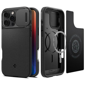 Spigen �y�n��18�N�̋Z�p�́ziPhone 16 Pro Max �P�[�X MagSafe�Ή� �J�����J�o�[ �����Y�ی� �}�O�l�b�g���� �}�b�g �ϏՌ� �ČRMIL�K�i �I�v�e�B�b�N�E�A�[�}�[�E�}�O�t�B�b�g ACS08015 (�u���b�N)