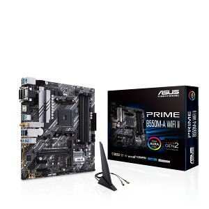 ASUS AMD B550 PRIME B550M-A WIFI II (WI-FI) (Ryzen AM4) Micro ATX�}�U�[�{�[�h�A�f���A��M.2�APCIe 4.0�AWi-Fi 6�A1Gb�C�[�T�l�b�g�AHDMI�ADVI-D�AD-Sub�ASATA 6 G�B