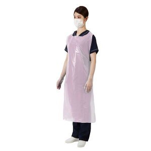 ビニールエプロンP 50枚入/ピンク(竹虎)076357 袖なし使い捨てエプロン