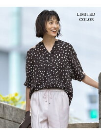 【WEB限定カラーあり・洗える】Back Satin Amunzen キーネックブラウス ICB アイシービー トップス シャツ・ブラウス ネイビー ホワイト グリーン【送料無料】[Rakuten Fashion]