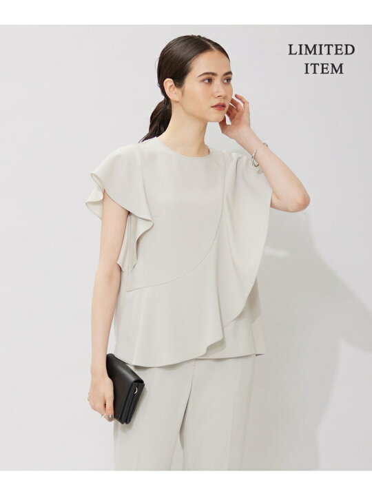 楽天市場】【WEB限定・洗える】BackSatinGeorgette ラッフルブラウス 