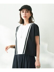 【SALE／30%OFF】【接触冷感・UVケア・洗える】シルケットスムースコンビ バイカラーカットソー ICB L アイシービー トップス カットソー・Tシャツ ブラック【RBA_E】【送料無料】[Rakuten Fashion]