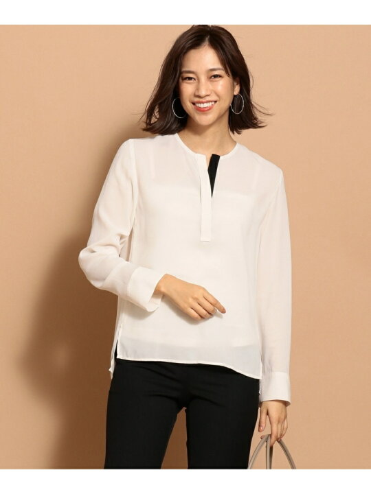 楽天市場】【SALE／60%OFF】LightTwillノーカラーブラウス ICB L アイ 