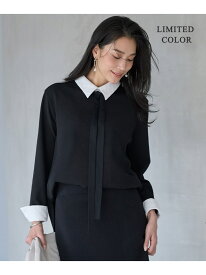 【WEB限定カラーあり】マラボーテWジョーゼット ボウタイ付きシャツカラートップス ICB L アイシービー トップス カットソー・Tシャツ ホワイト ブラック ブルー【送料無料】[Rakuten Fashion]