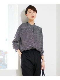 【WEB限定カラーあり・速乾・洗える】BackSatinAmunzen バンドカラーブラウス ICB アイシービー トップス シャツ・ブラウス ホワイト ネイビー【送料無料】[Rakuten Fashion]